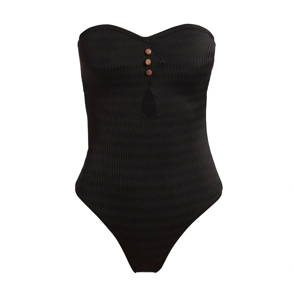 NWT Onia Edith Strapless One Piece Swimsuit in Black Sz. M
